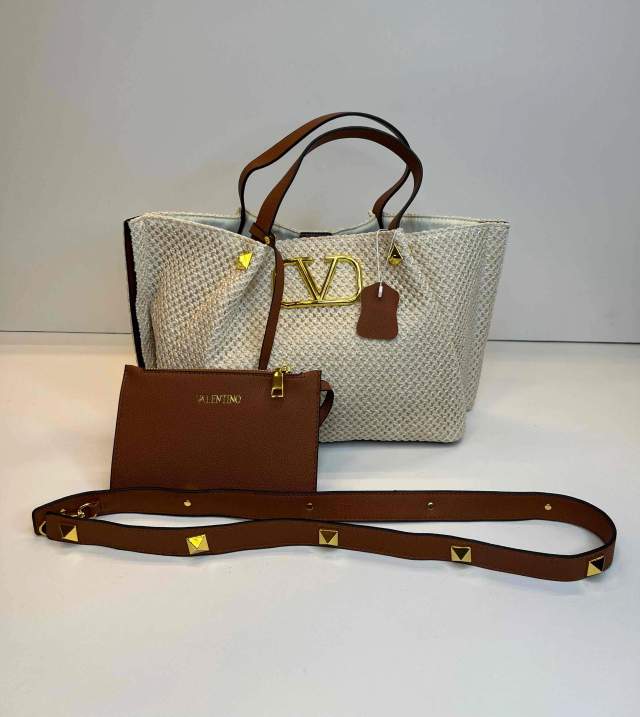کیف VALENTINO حصیری قهوه ای