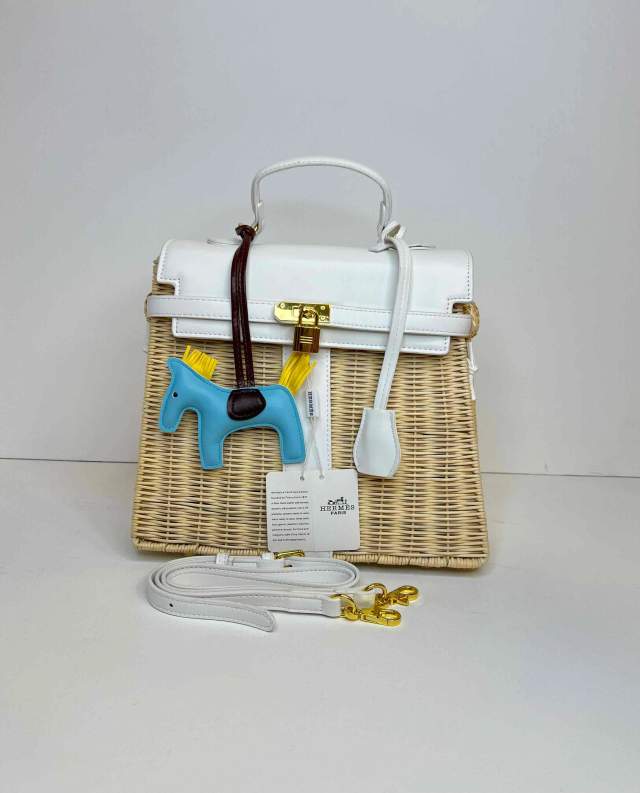 کیف HERMES حصیری سفید